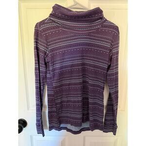 Columbia Purple Tribal Geometric Print Turtleneck Long Sleeve Top Boho